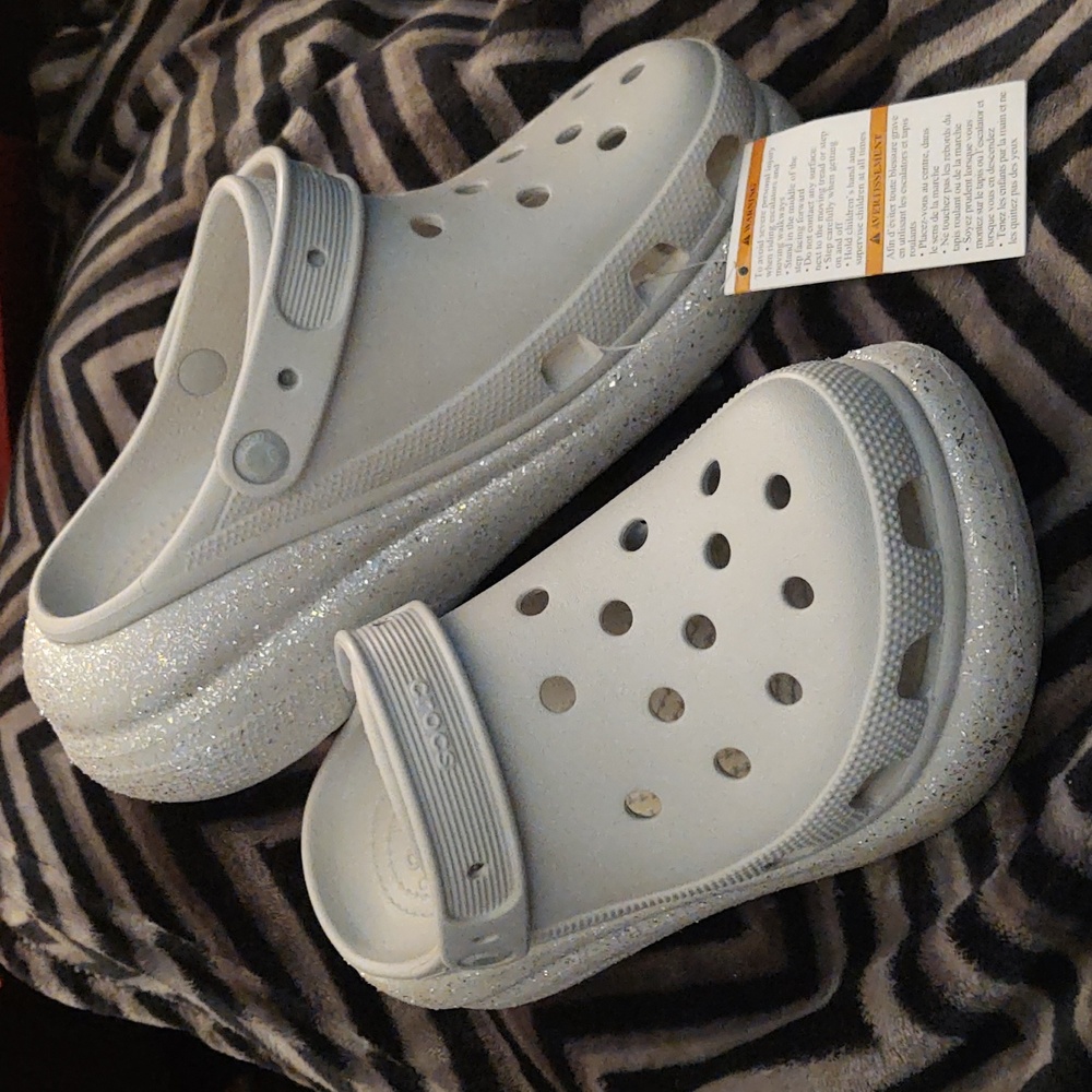 Women's size 10 Atmospheric gray Crocs classic crush glitter clog